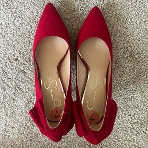 NWT Jessica Simpson Red Bow Heels, size 7M